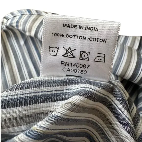 Hart Schaffner & Marx Men’s Large Button Down Dress Shirt Stripped Casual Cotton - Picture 7 of 7